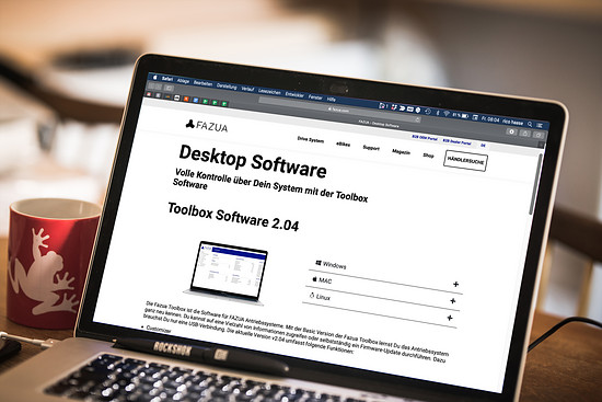 Fazua bietet die Toolbox-Software auf ihrer Webseite an