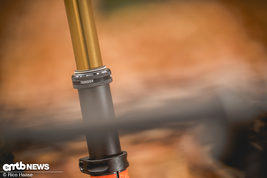 Gülden kommt auch die Fox Transfer im Sitzrohr daher.