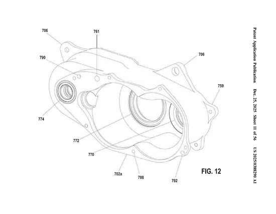 Die gegenüberliegende Ansicht des Gehäuses zeigt die Bauraum-Entkopplung von E-Antrieb und Getriebe.