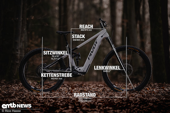 Pivot Shuttle LT Pro mit Geometrieangaben in Rahmengrösse L.