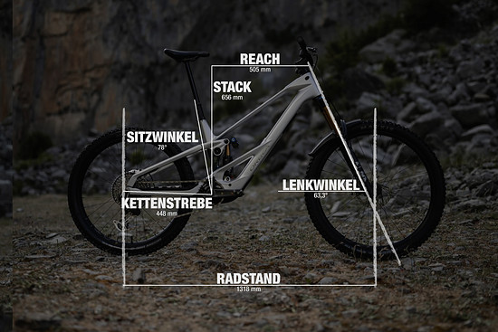 Orbea Wild LT mit Geometrieangaben in Rahmengroesse XL